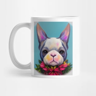 Colorful French Bulldog with Floral Wreath Mug